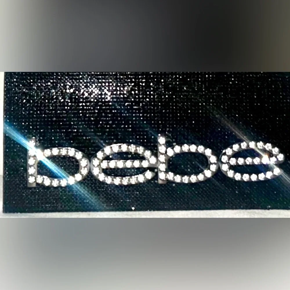 Bebe Black Rhinestone Clutch with Chain - Picture 8 of 9
